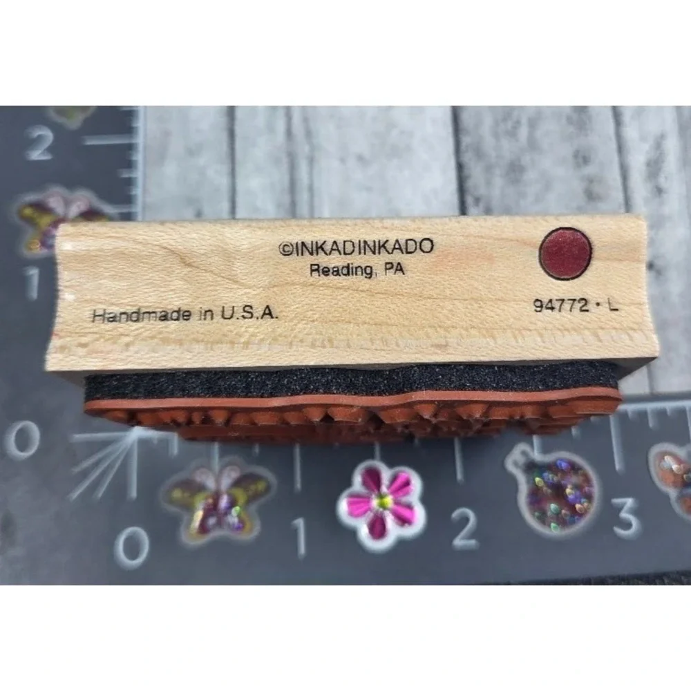 Inkadinkado Santa's Checklist Borderline Christmas 94772L Rubber Stamp Wood #E88